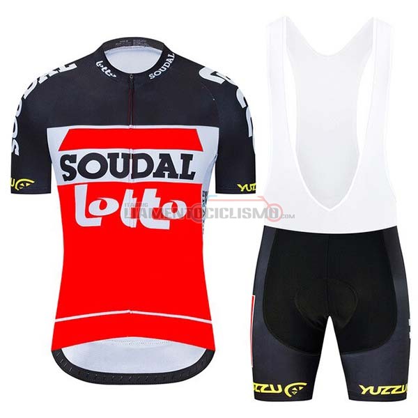 Abbigliamento Ciclismo Lotto Soudal Manica Corta 2020 Nero Bianco Rosso